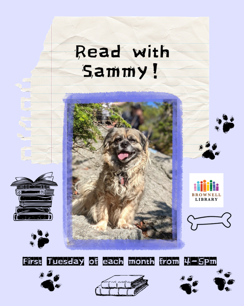 Read with Sammy on the first Tuesday of the month from 4-5pm