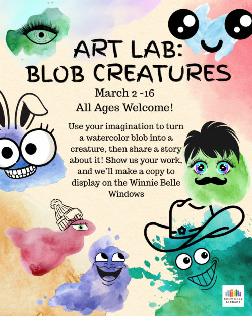 Art Lab: Blob Creatures is March 2 to 16 in the Winnie Belle Maker Space