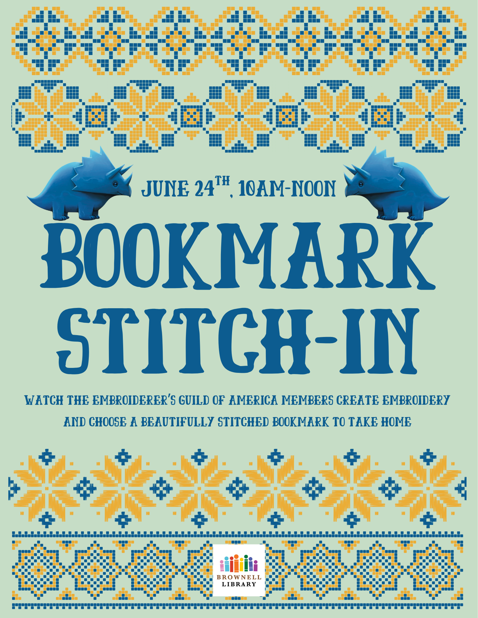 Bookmark Stitch-In, Wednesday, June 24 from 10am-noon