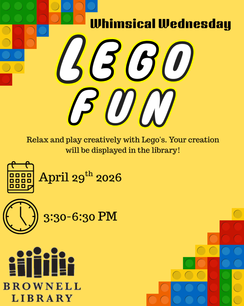 Lego Fun on Wed. Apr. 29, 3:30-6:30pm