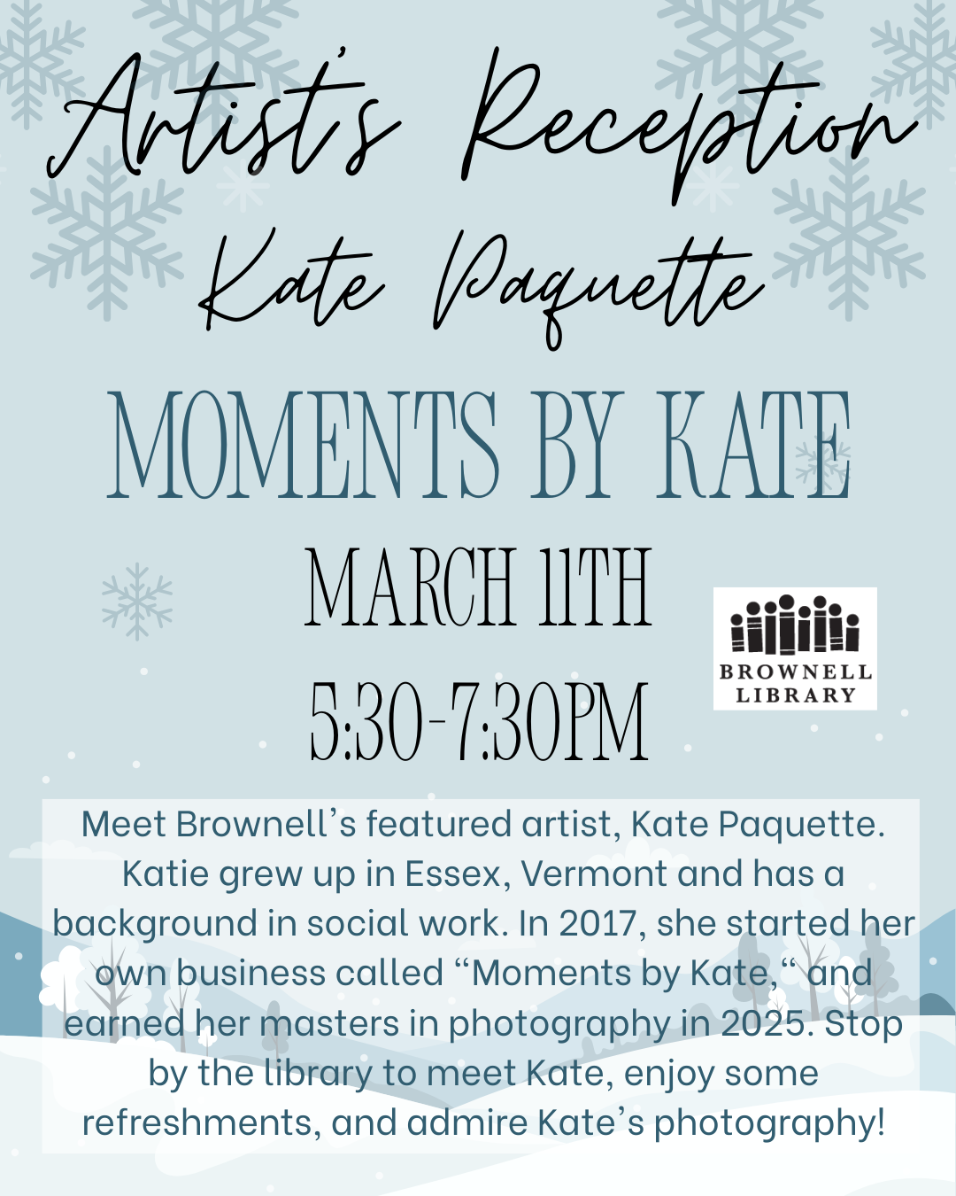 Moments by Kate Artist's Reception March 3rd from 5:30pm-7:30pm