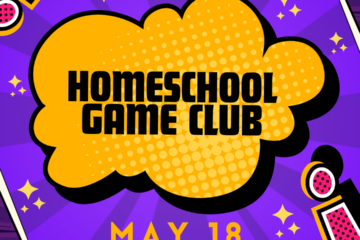 On May 18, 10-12:30pm, homeschool students ages 11+ enjoy a mix of card and board games while meeting other homeschoolers in a relaxed, social setting.