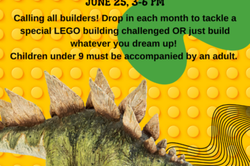 Tackle a Lego building challenge or build creatively at Brick Pit on June 25, 3-6pm.