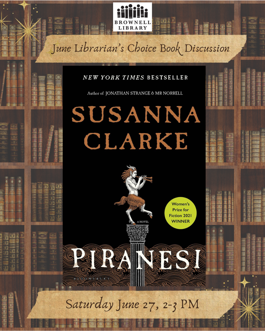 Librarian's Choice Book Discussion - Piranesi Saturday, June 27⋅2:00 – 3:00pm