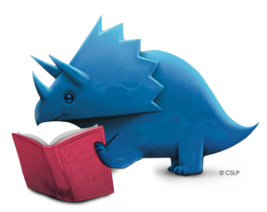 Digby the Dinosaur loves to read!