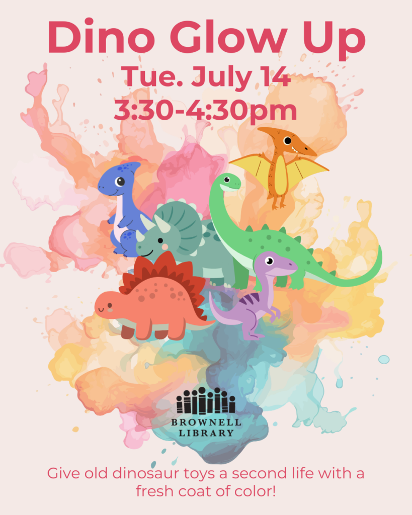 Dino Glow Up is July 14, 3:30-4:30pm