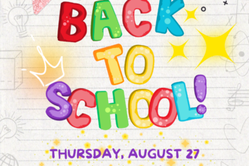 Blinged-out back to school is on Thursday, August 27 from 3:30 - 4:30 PM.