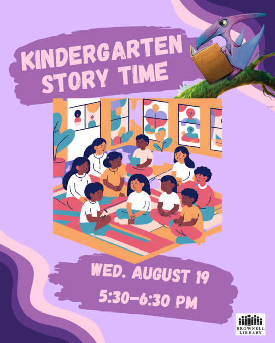 Meet new friends at Kindergarten Story Time on August 19th, 5:30-6:30pm. For kids entering kindergarten this fall and their families.