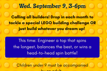 Tackle a Lego Building Challenge at Brick Pit on Wednesday, September 9 between 3-6pm.