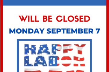 The Library is closed all day on Monday, September 7th 2026