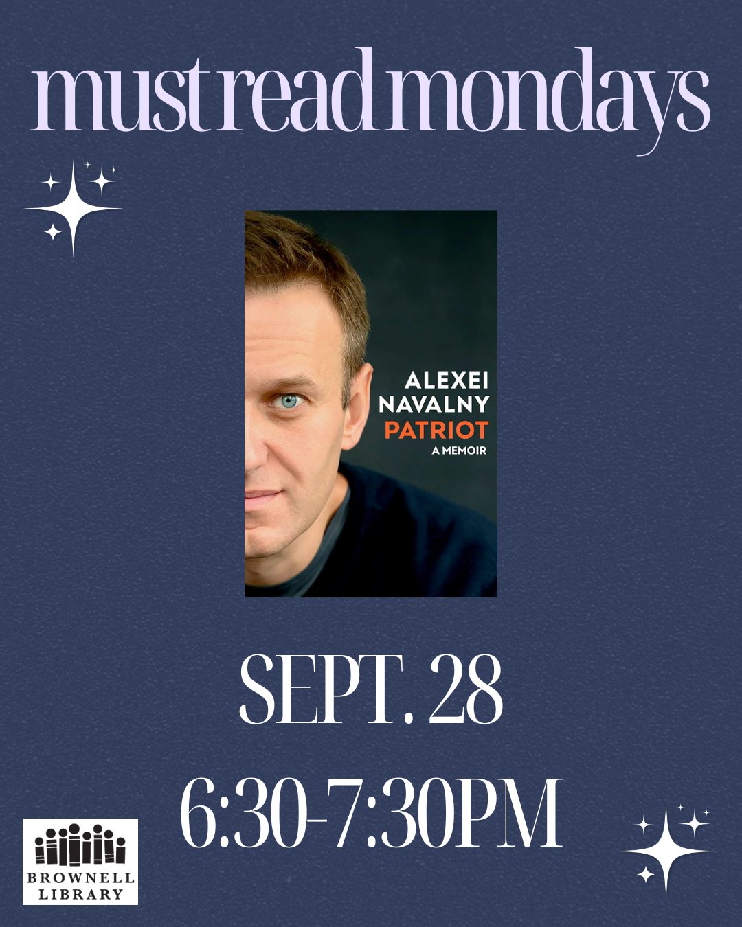 Monday, September 28⋅6:30 – 7:30pm Must Read Mondays