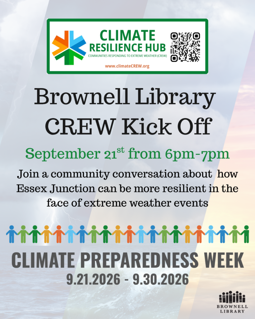 Brownell Library kicks off our participation as a Climate Resilience Hub, join the conversation on September 21 at 6pm.