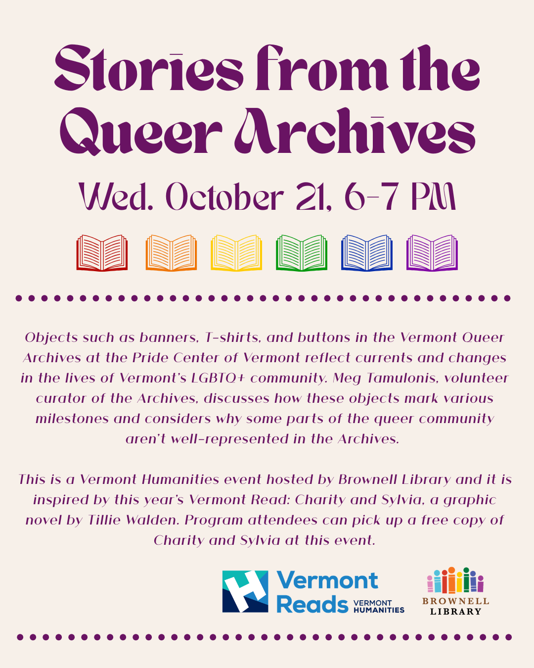 Learn about the stories behind items in the Queer Archives with volunteer curator, Meg Tamulonis, on Wednesday, October 21, 6-7pm