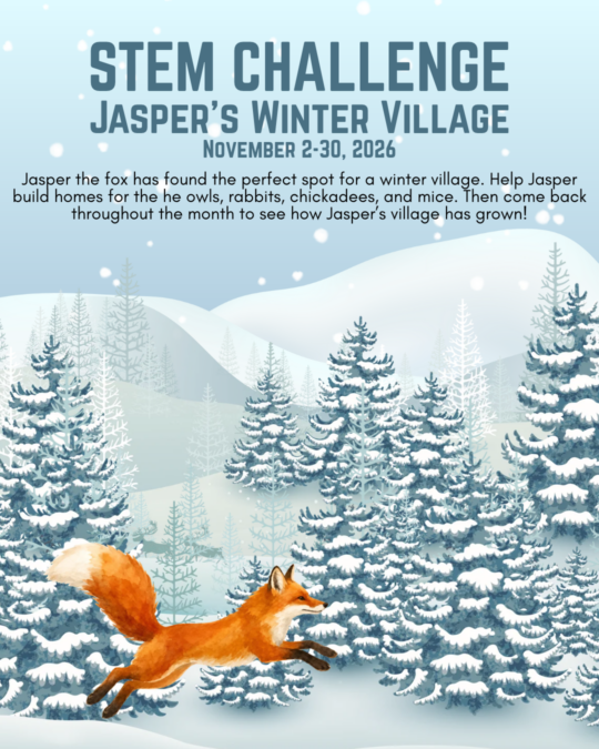 Add a cottage, den, or gathering spot to Jasper's Winter Village in this STEM Challenge, available in the Winnie Belle Maker Space November 2-30.